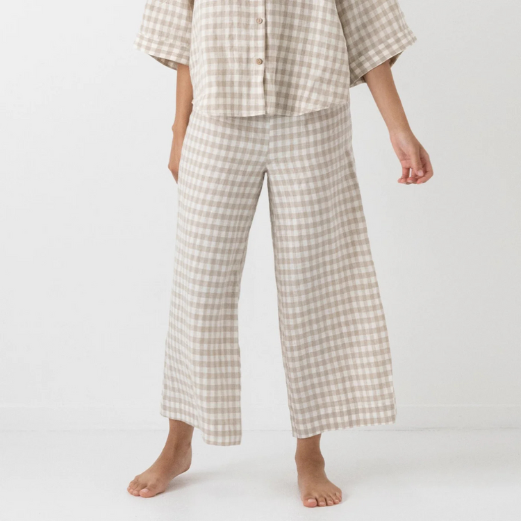 Suppafy Linen Sleep Set - Beige Checked