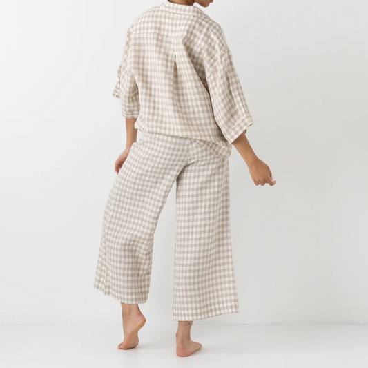 Suppafy Linen Sleep Set - Beige Checked