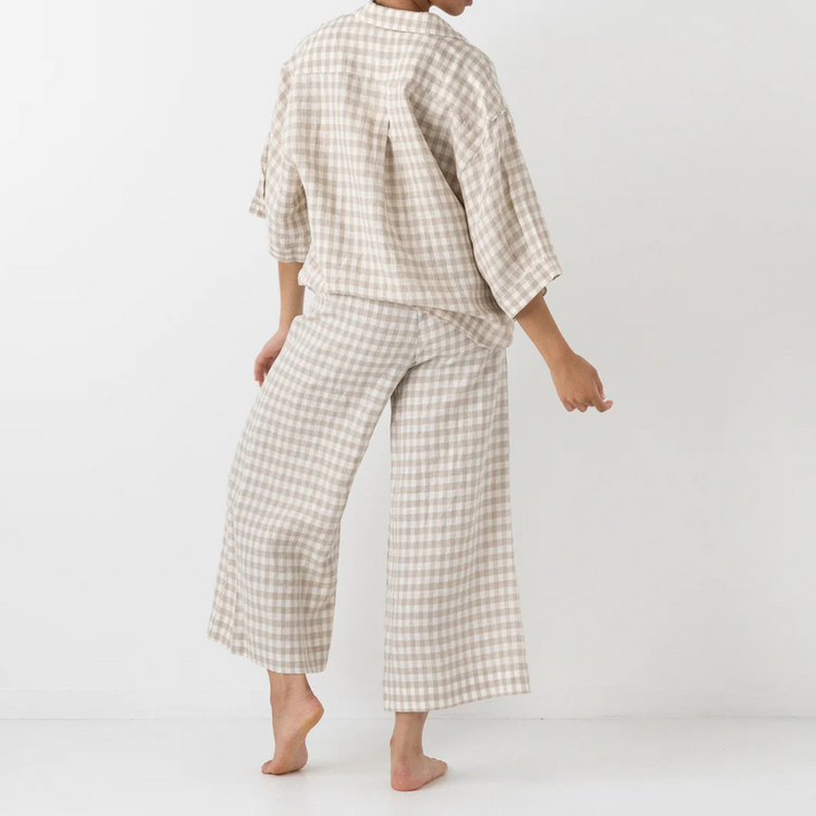 Suppafy Linen Sleep Set - Beige Checked