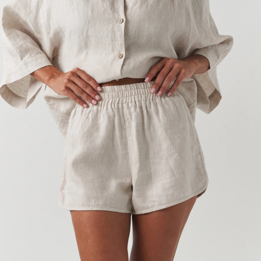 Suppafy Linen Sleep Set - Beige white